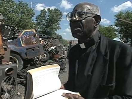 Reverend Elsworth Barclay Reverend Elsworth Barclay preaching in junkyard