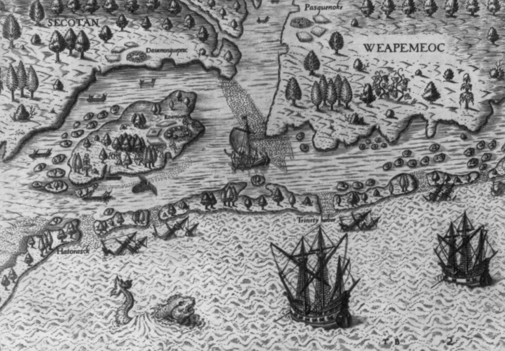 This is an engraving by John White, the leader of the 1587 expedition to Roanoke.